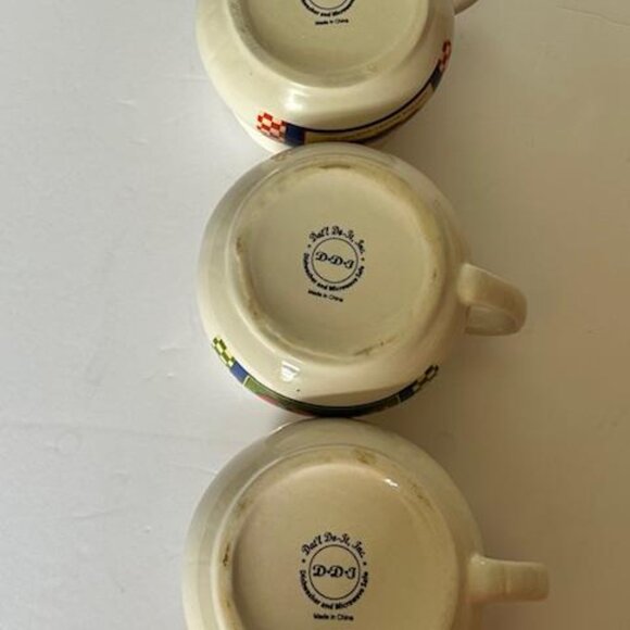 Vintage Dat'l Do-It Inc Harvest Vegetable Theme Soup Bowls Mugs Cups Set Of 3 - Picture 2 of 6